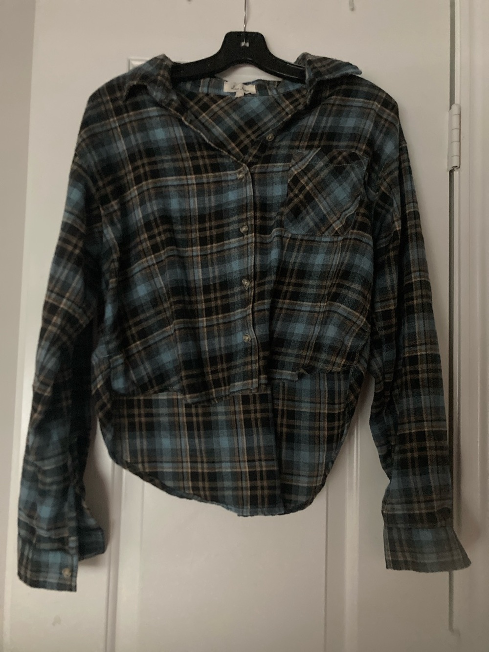 Women’s Blue & Black Plaid Button-Down Shirt